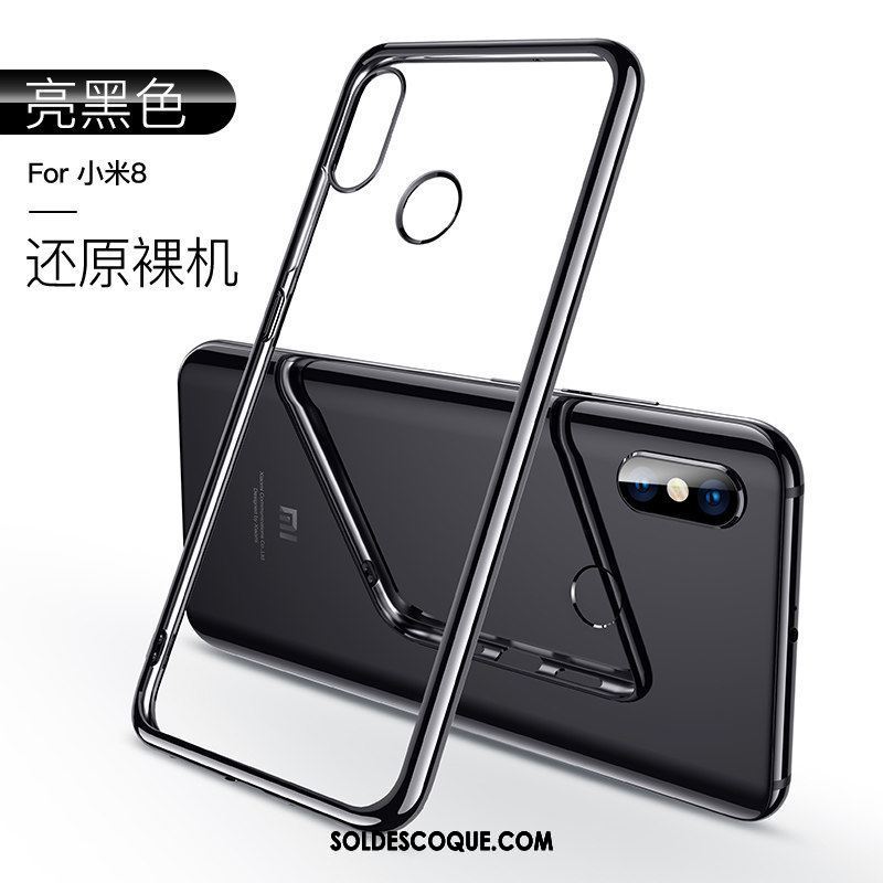 Coque Xiaomi Mi 8 Transparent Étui Très Mince Rouge Protection Soldes