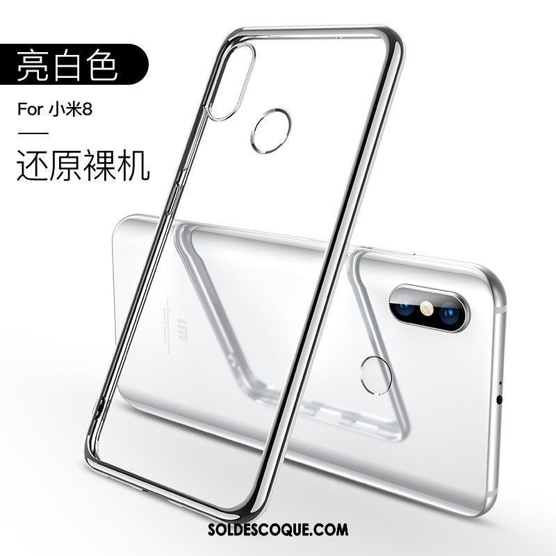 Coque Xiaomi Mi 8 Transparent Étui Très Mince Rouge Protection Soldes