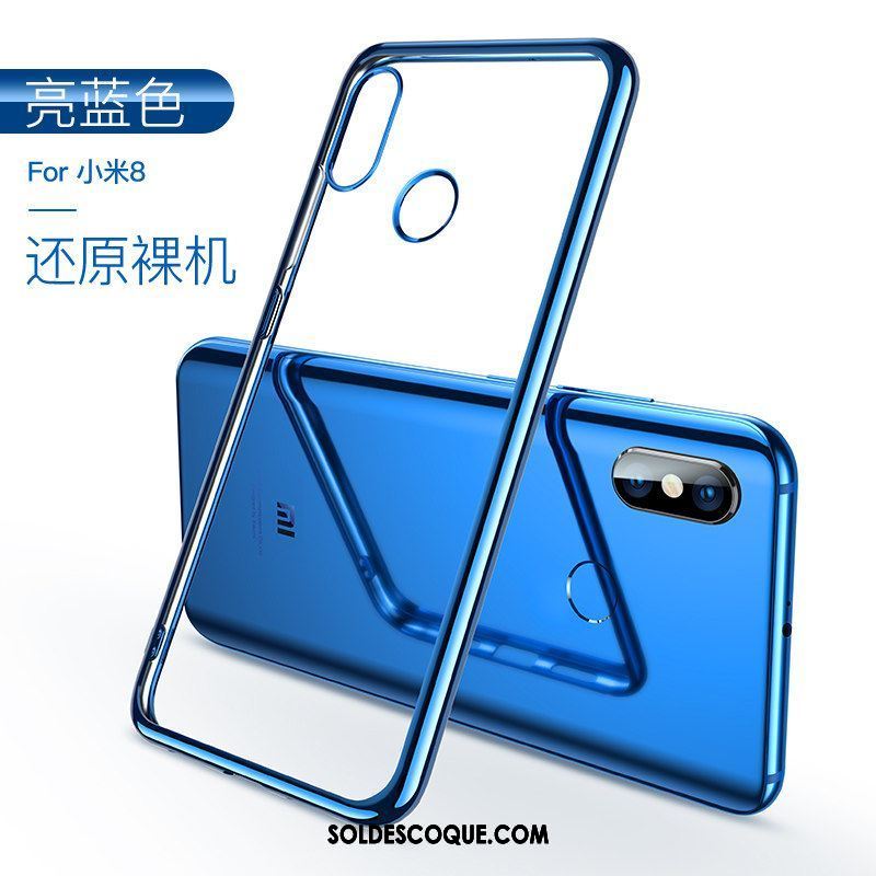 Coque Xiaomi Mi 8 Transparent Étui Très Mince Rouge Protection Soldes