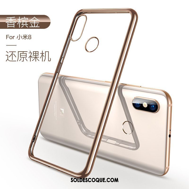 Coque Xiaomi Mi 8 Transparent Étui Très Mince Rouge Protection Soldes