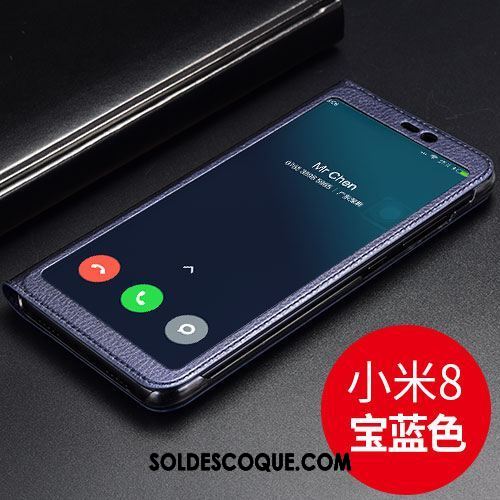 Coque Xiaomi Mi 8 Étui En Cuir Bleu Marin Clamshell Tout Compris Petit En Vente