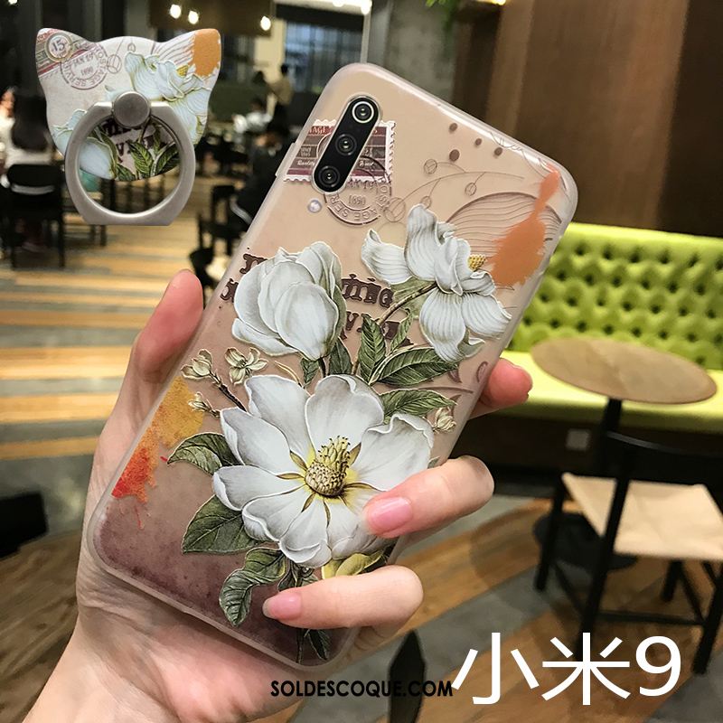 Coque Xiaomi Mi 9 Fluide Doux Vintage Délavé En Daim Petit Rose Pas Cher