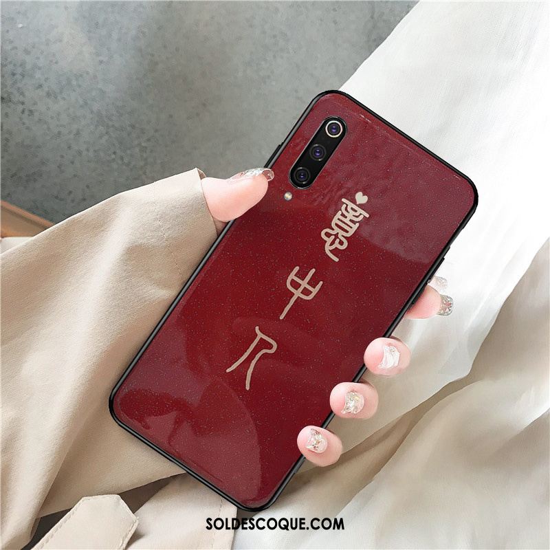 Coque Xiaomi Mi 9 Rouge Verre Très Mince Net Rouge Amoureux Housse Soldes
