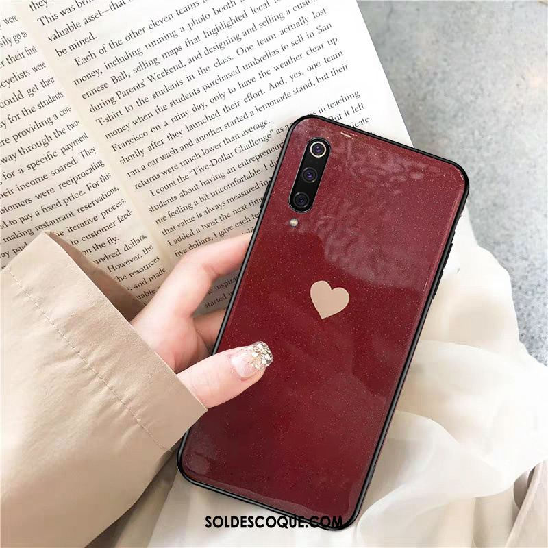 Coque Xiaomi Mi 9 Rouge Verre Très Mince Net Rouge Amoureux Housse Soldes