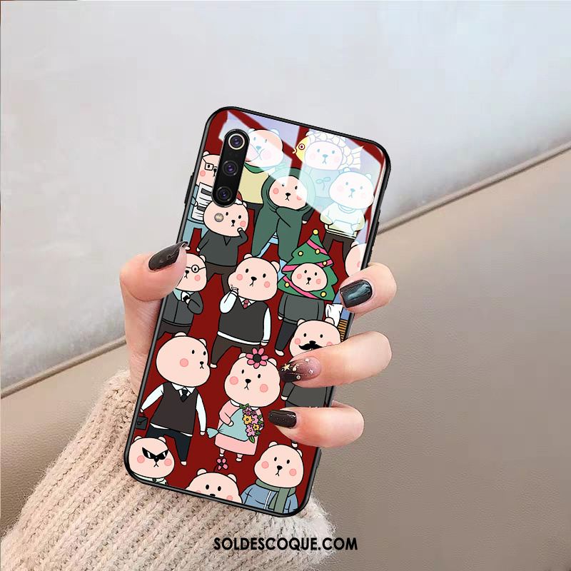 Coque Xiaomi Mi 9 Rouge Verre Très Mince Net Rouge Amoureux Housse Soldes