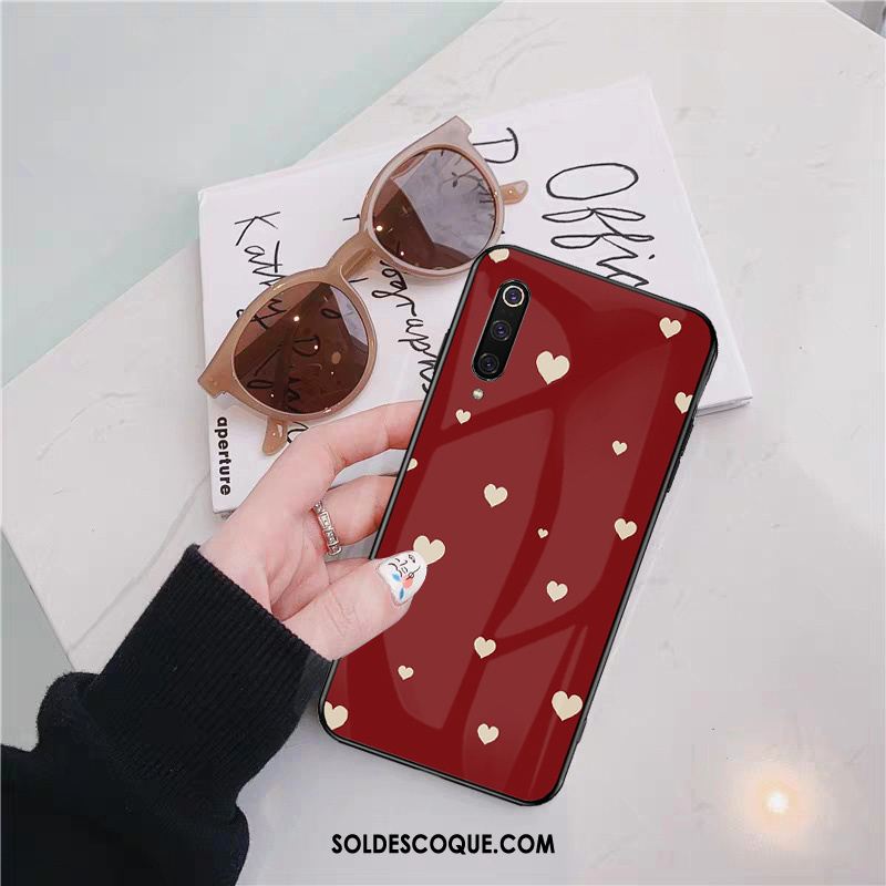 Coque Xiaomi Mi 9 Rouge Verre Très Mince Net Rouge Amoureux Housse Soldes