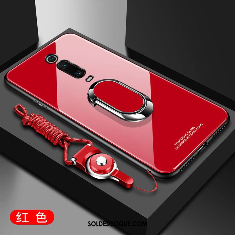 Coque Xiaomi Mi 9t Incassable Verre Silicone Simple Rouge Housse Soldes