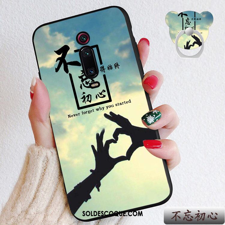 Coque Xiaomi Mi 9t Pro Rouge Dessin Animé Cœur Délavé En Daim Téléphone Portable Pas Cher