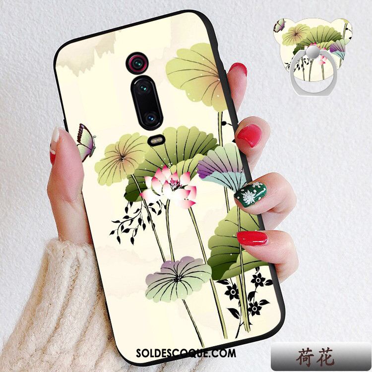 Coque Xiaomi Mi 9t Pro Rouge Dessin Animé Cœur Délavé En Daim Téléphone Portable Pas Cher