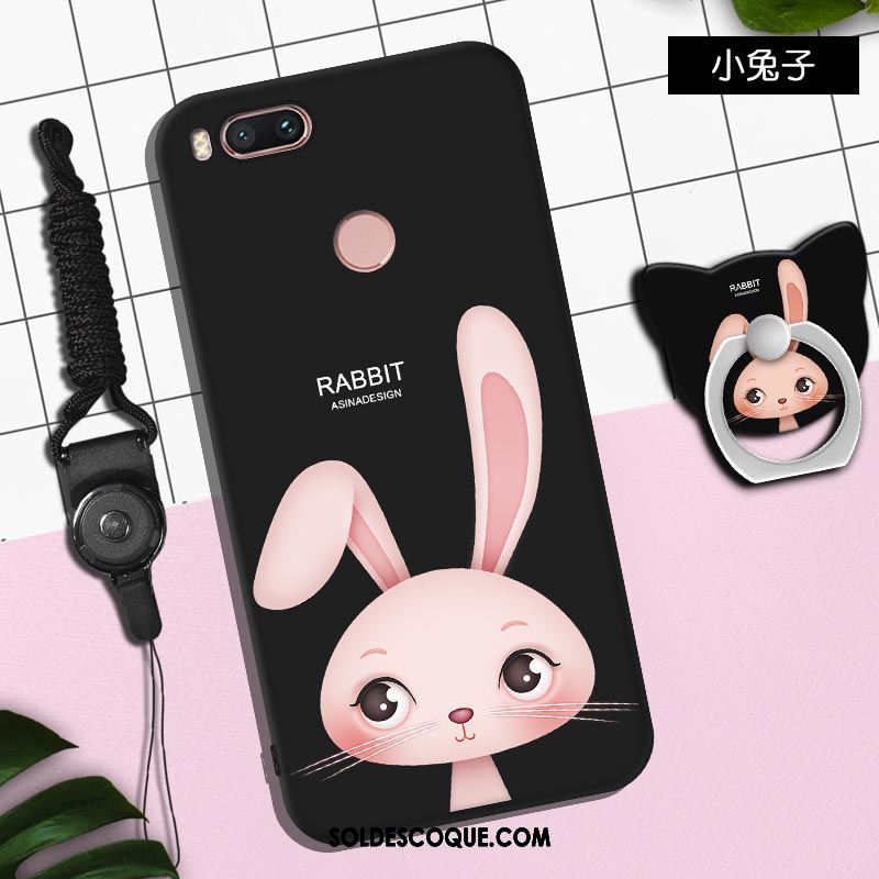 Coque Xiaomi Mi A1 Ornements Suspendus Délavé En Daim Support Noir Téléphone Portable Pas Cher