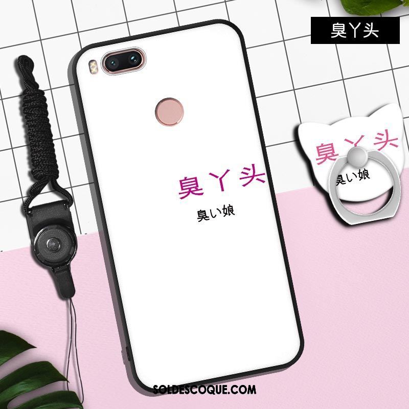 Coque Xiaomi Mi A1 Ornements Suspendus Délavé En Daim Support Noir Téléphone Portable Pas Cher