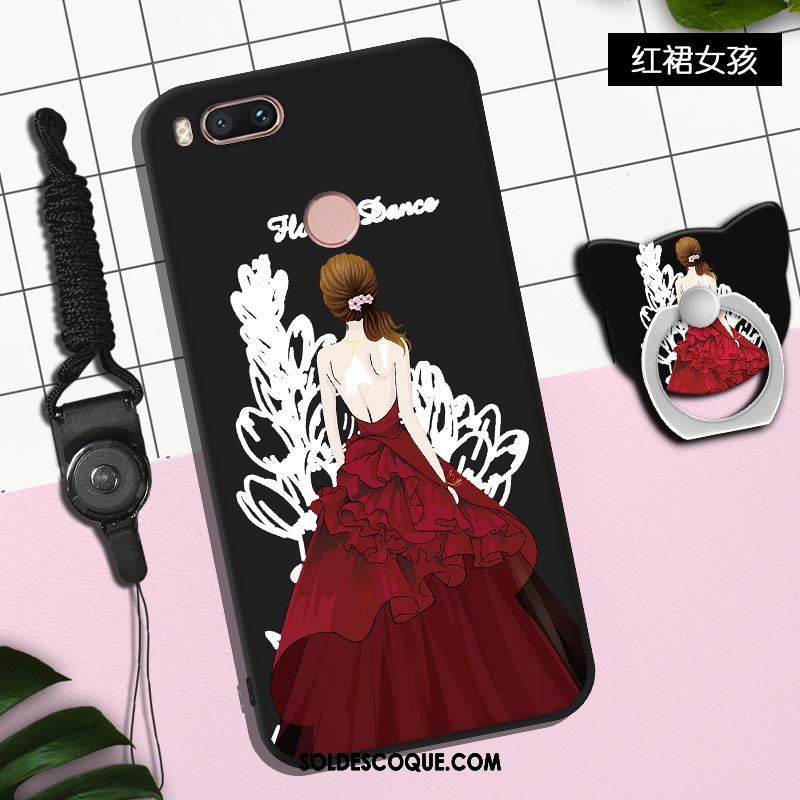 Coque Xiaomi Mi A1 Étui Fluide Doux Dessin Animé Net Rouge Noir Soldes