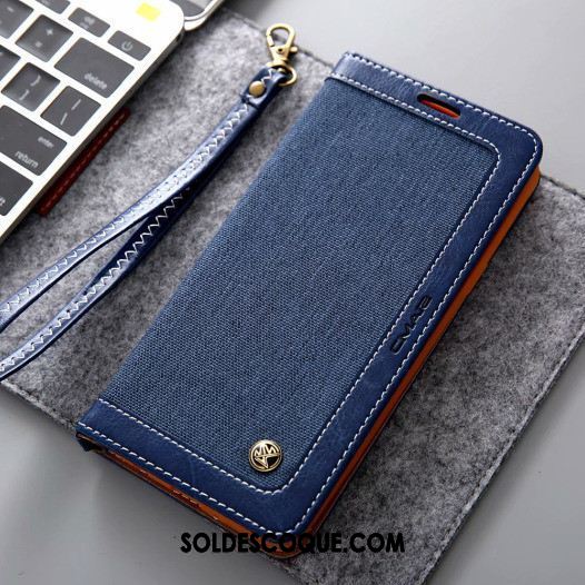 Coque Xiaomi Mi A2 Bleu Étui En Cuir Incassable Carte Téléphone Portable En Vente