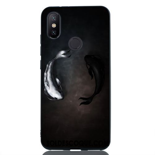 Coque Xiaomi Mi A2 Créatif Étui Téléphone Portable Noir Délavé En Daim Soldes