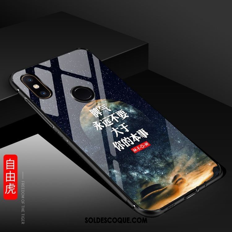 Coque Xiaomi Mi A2 Dessin Animé Verre Noir Téléphone Portable Une Agrafe En Ligne