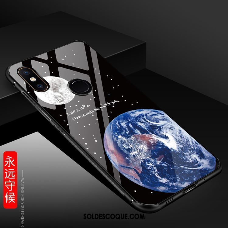 Coque Xiaomi Mi A2 Dessin Animé Verre Noir Téléphone Portable Une Agrafe En Ligne