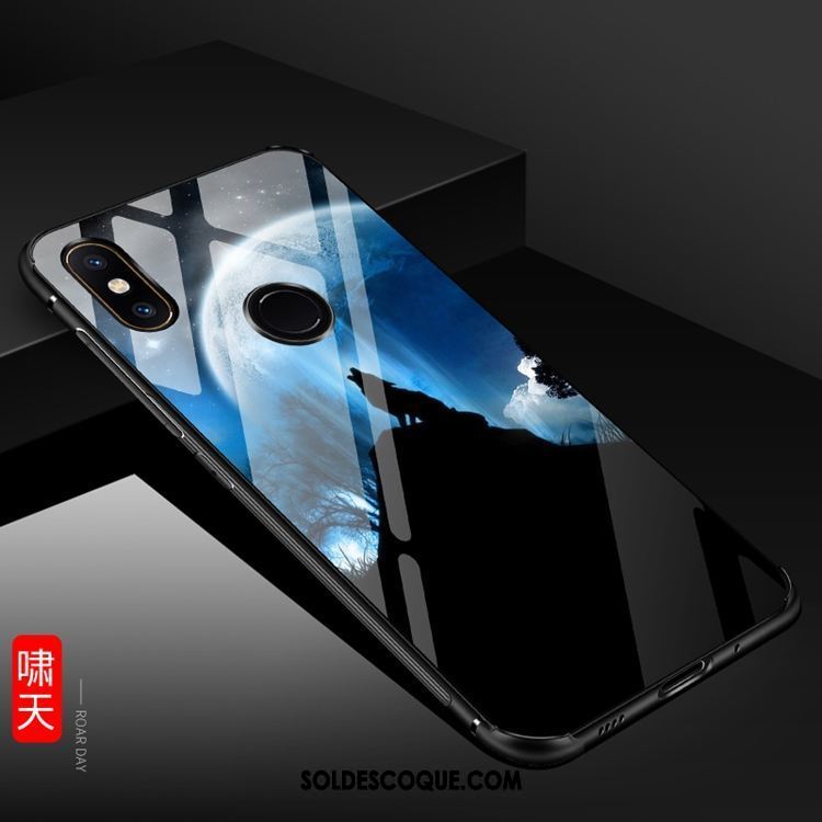 Coque Xiaomi Mi A2 Dessin Animé Verre Noir Téléphone Portable Une Agrafe En Ligne