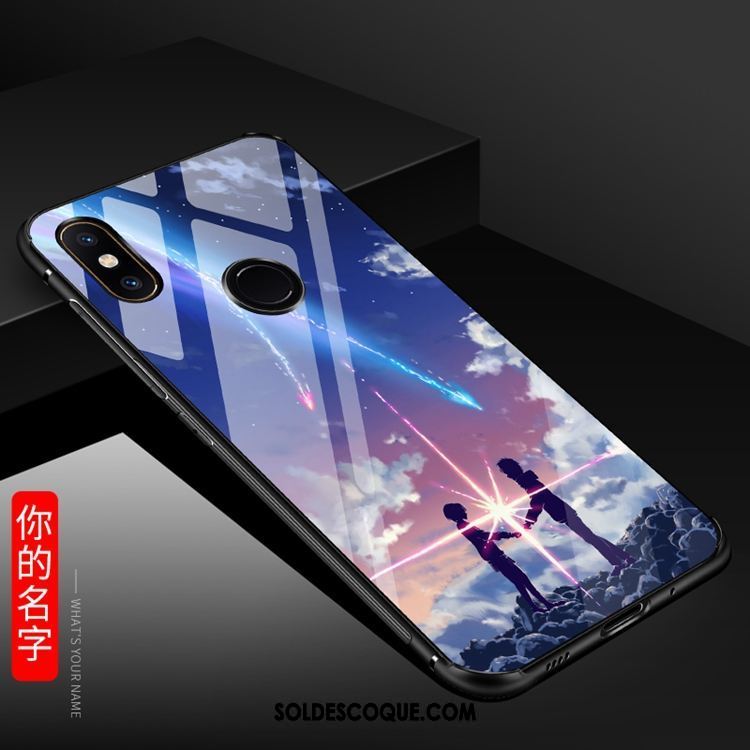 Coque Xiaomi Mi A2 Dessin Animé Verre Noir Téléphone Portable Une Agrafe En Ligne