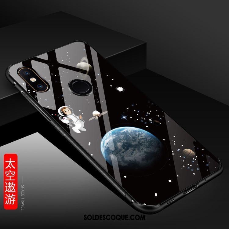 Coque Xiaomi Mi A2 Dessin Animé Verre Noir Téléphone Portable Une Agrafe En Ligne