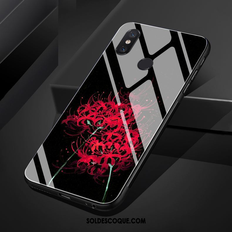 Coque Xiaomi Mi A2 Frais Style Chinois Fleur Art Noir Soldes