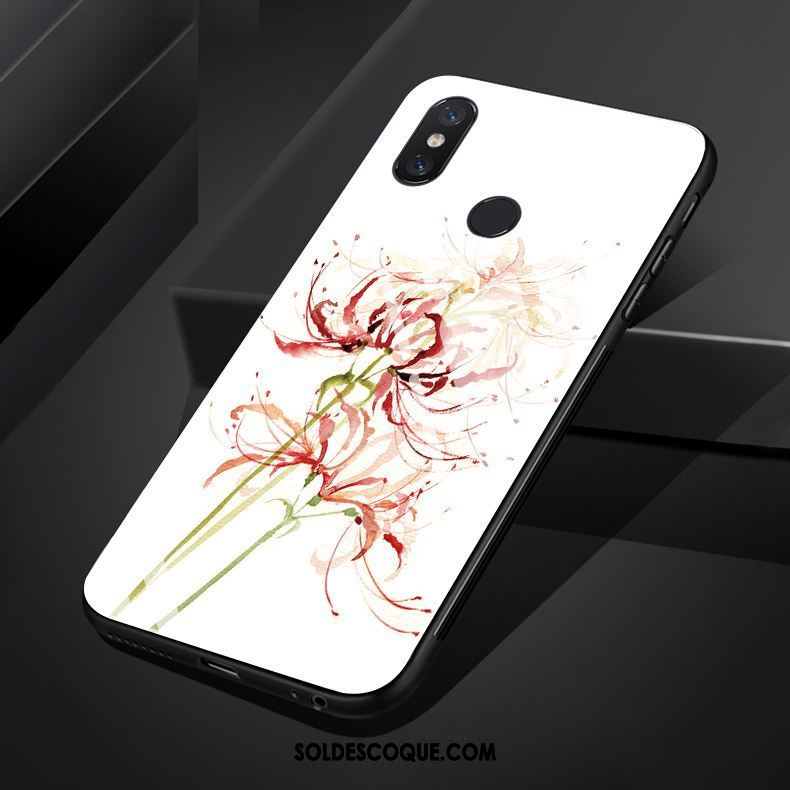 Coque Xiaomi Mi A2 Frais Style Chinois Fleur Art Noir Soldes