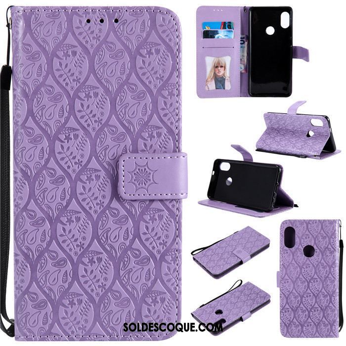 Coque Xiaomi Mi A2 Luxe Incassable Violet Étui En Cuir Silicone France