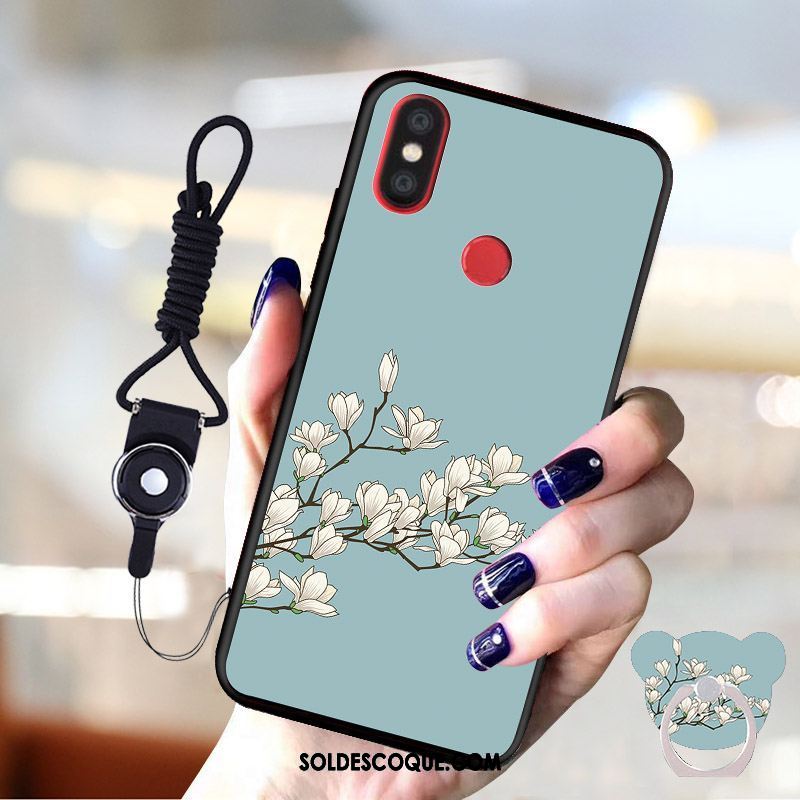 Coque Xiaomi Mi A2 Petit Incassable Délavé En Daim Protection Bleu Pas Cher