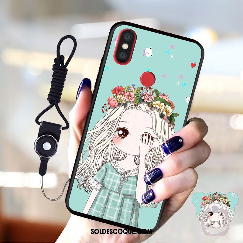 Coque Xiaomi Mi A2 Petit Incassable Délavé En Daim Protection Bleu Pas Cher