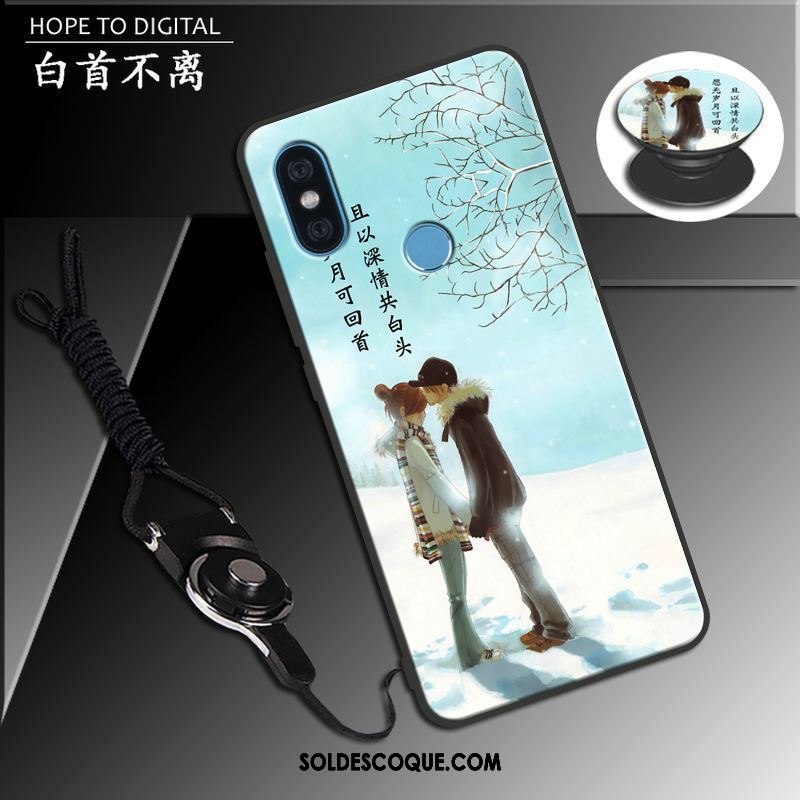 Coque Xiaomi Mi A2 Téléphone Portable Délavé En Daim Petit Bleu Gaufrage En Ligne