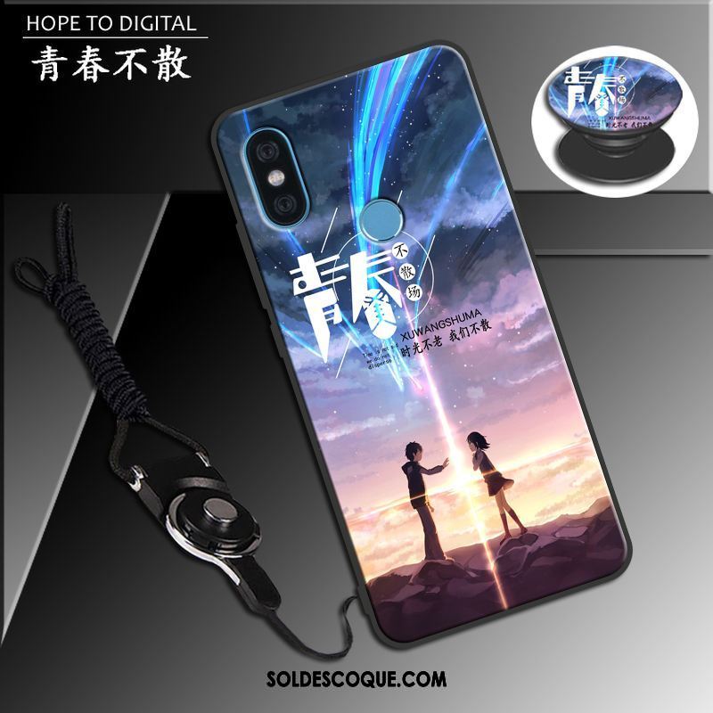 Coque Xiaomi Mi A2 Téléphone Portable Délavé En Daim Petit Bleu Gaufrage En Ligne