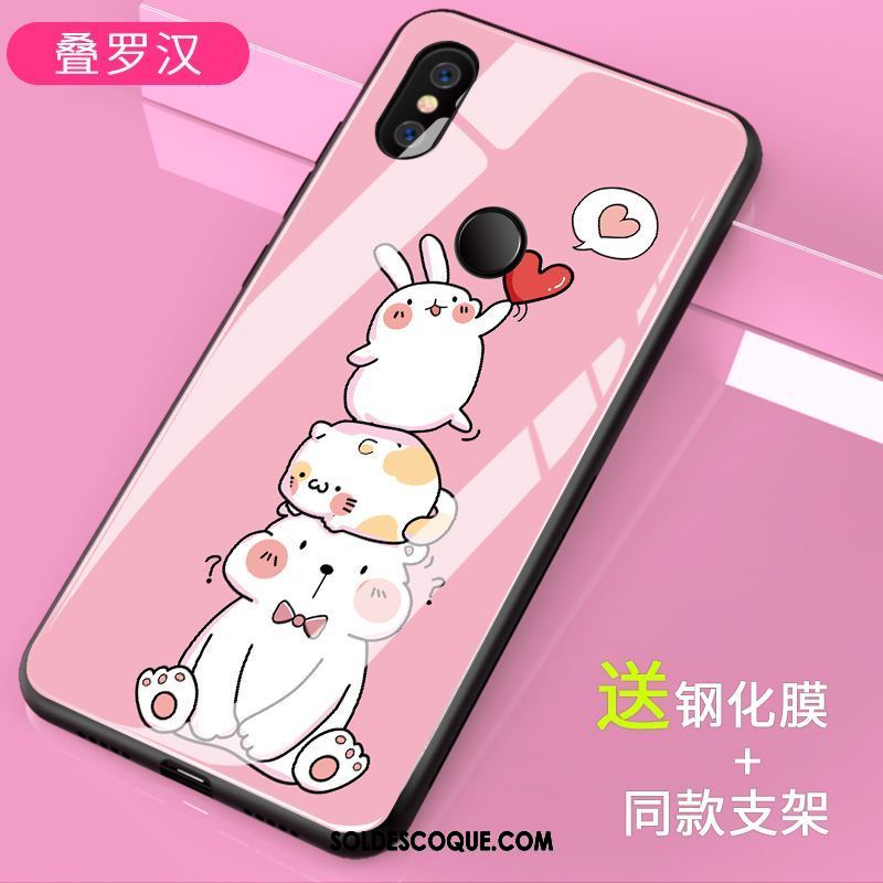 Coque Xiaomi Mi A2 Verre Dessin Animé Tendance Personnalité Modèle Fleurie Pas Cher