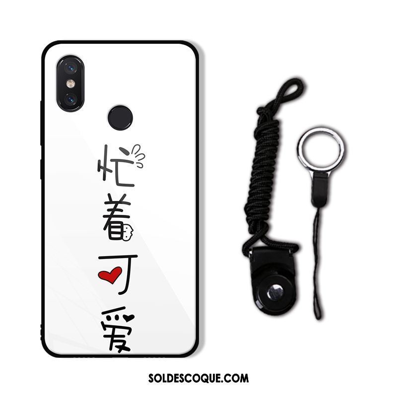 Coque Xiaomi Mi A2 Verre Étui Téléphone Portable Noir Créatif Soldes