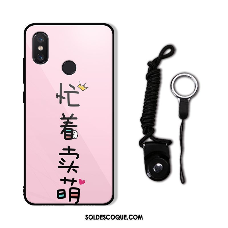 Coque Xiaomi Mi A2 Verre Étui Téléphone Portable Noir Créatif Soldes