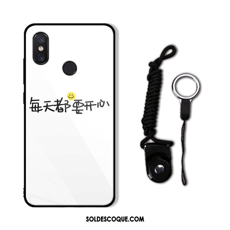 Coque Xiaomi Mi A2 Verre Étui Téléphone Portable Noir Créatif Soldes