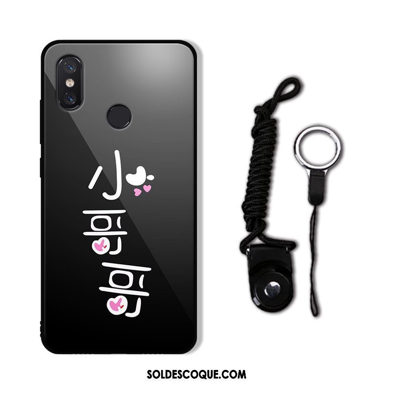 Coque Xiaomi Mi A2 Verre Étui Téléphone Portable Noir Créatif Soldes