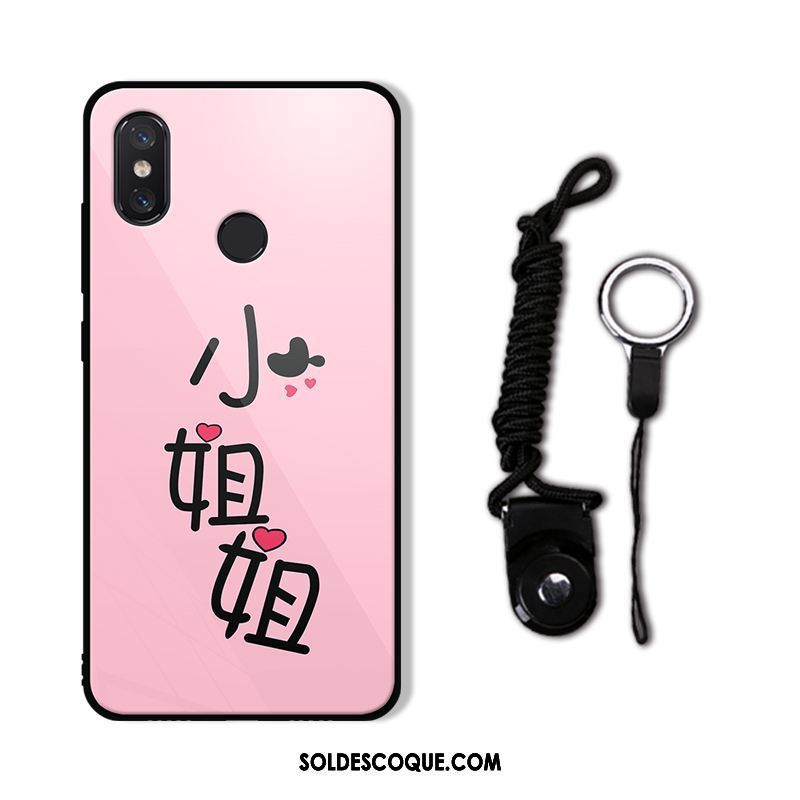 Coque Xiaomi Mi A2 Verre Étui Téléphone Portable Noir Créatif Soldes