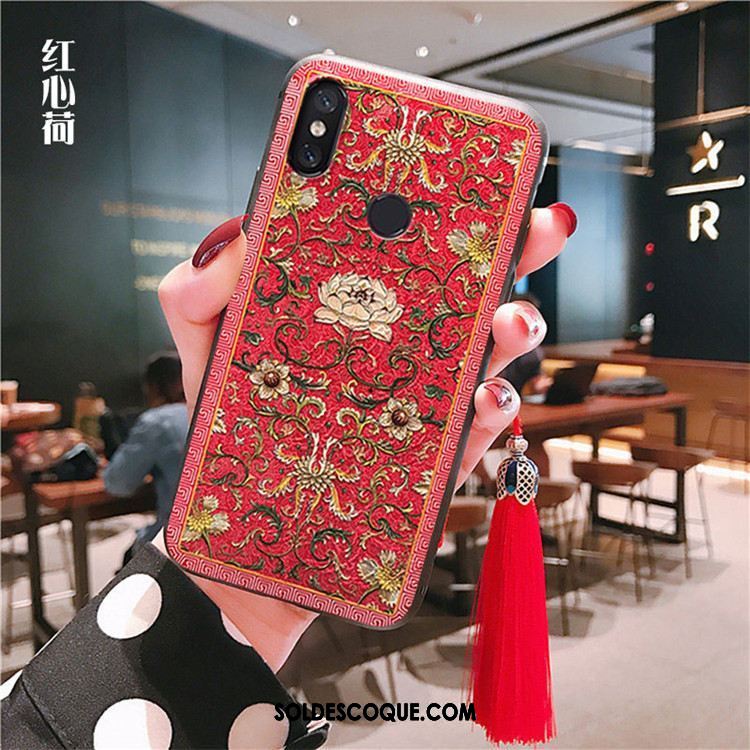 Coque Xiaomi Mi A2 À Franges Rouge Téléphone Portable Fluide Doux Tout Compris Housse Pas Cher