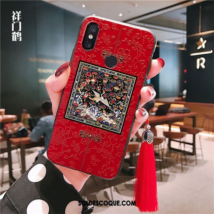 Coque Xiaomi Mi A2 À Franges Rouge Téléphone Portable Fluide Doux Tout Compris Housse Pas Cher