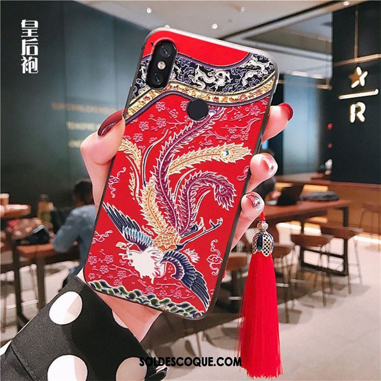 Coque Xiaomi Mi A2 À Franges Rouge Téléphone Portable Fluide Doux Tout Compris Housse Pas Cher