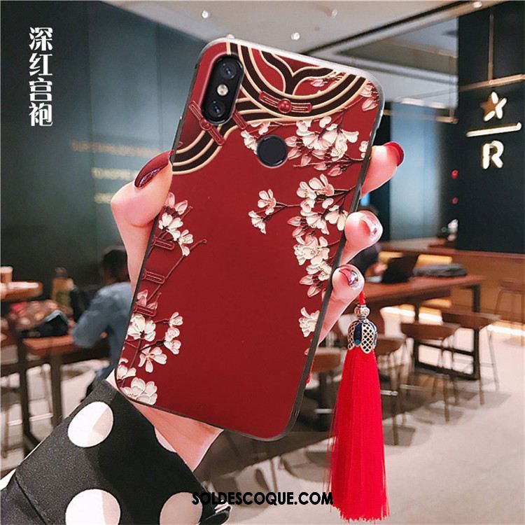 Coque Xiaomi Mi A2 À Franges Rouge Téléphone Portable Fluide Doux Tout Compris Housse Pas Cher