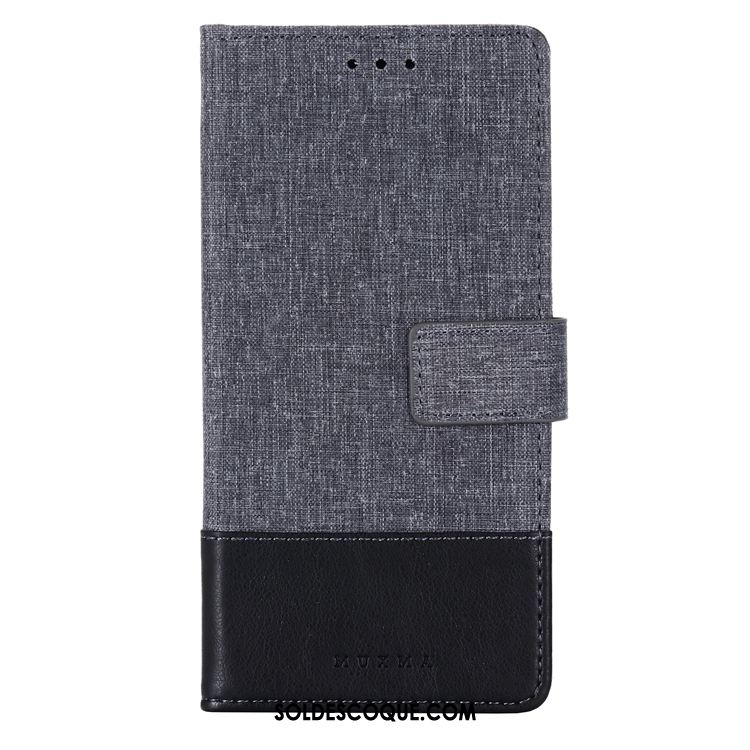 Coque Xiaomi Mi A3 Gris Incassable Étui En Cuir Toile Carte En Ligne