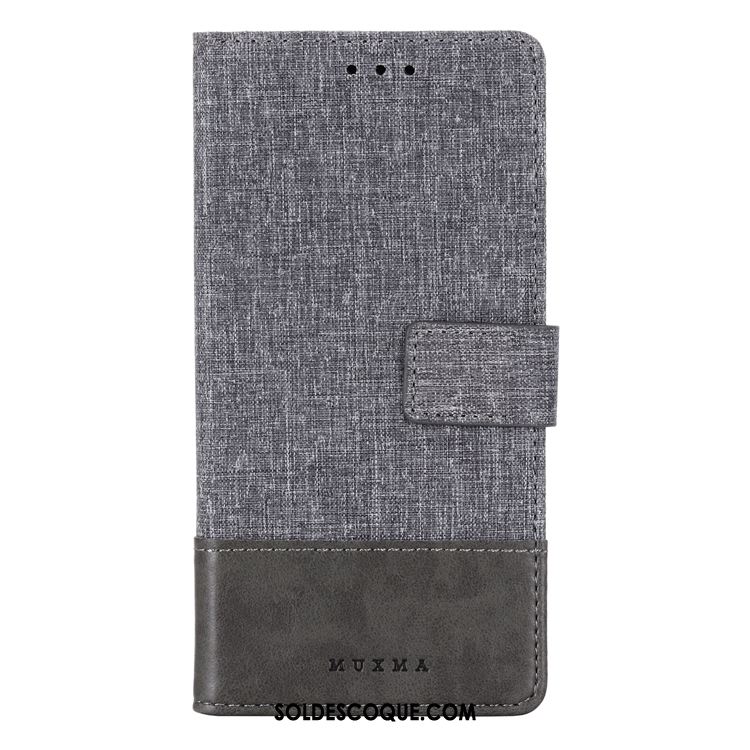 Coque Xiaomi Mi A3 Gris Incassable Étui En Cuir Toile Carte En Ligne