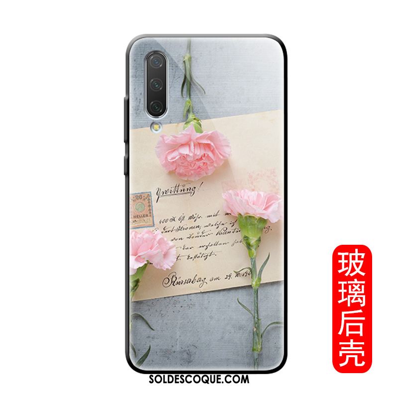 Coque Xiaomi Mi A3 Marque De Tendance Verre Téléphone Portable Créatif Floral Housse Soldes