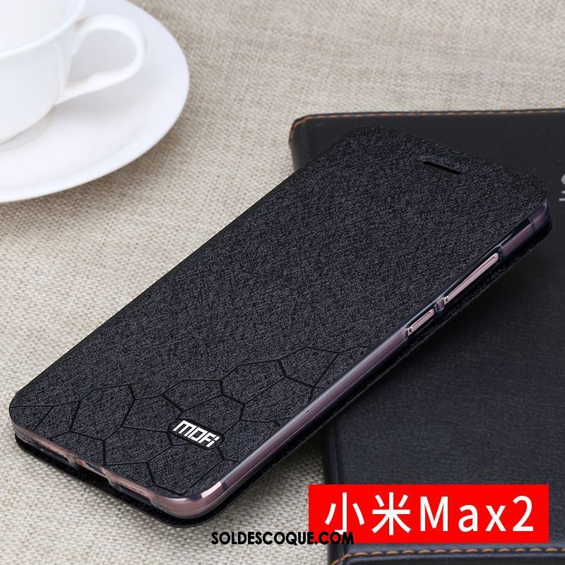 Coque Xiaomi Mi Max 2 Bleu Marin Étui En Cuir Couvercle Arrière Délavé En Daim Protection Pas Cher