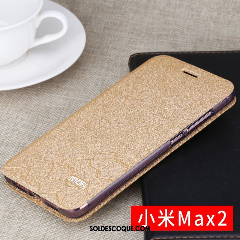 Coque Xiaomi Mi Max 2 Bleu Marin Étui En Cuir Couvercle Arrière Délavé En Daim Protection Pas Cher