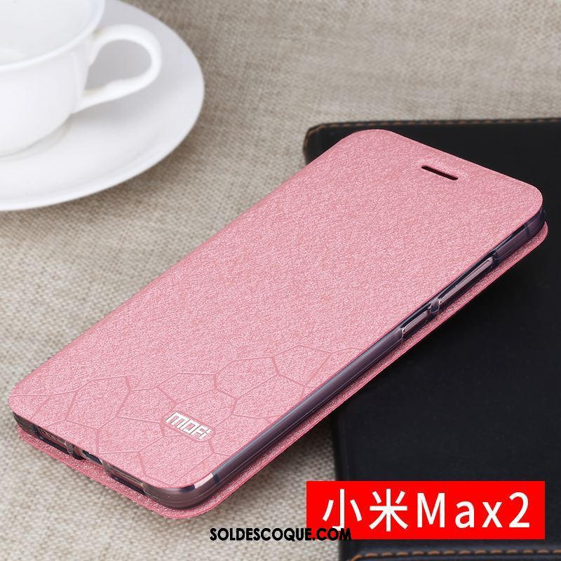 Coque Xiaomi Mi Max 2 Bleu Marin Étui En Cuir Couvercle Arrière Délavé En Daim Protection Pas Cher