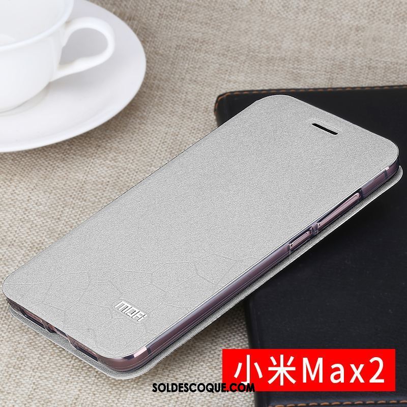 Coque Xiaomi Mi Max 2 Bleu Marin Étui En Cuir Couvercle Arrière Délavé En Daim Protection Pas Cher