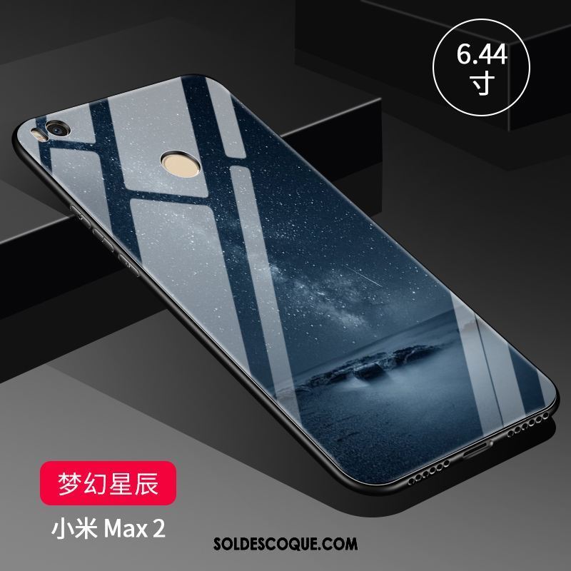 Coque Xiaomi Mi Max 2 Bleu Étui Protection Délavé En Daim Silicone Pas Cher