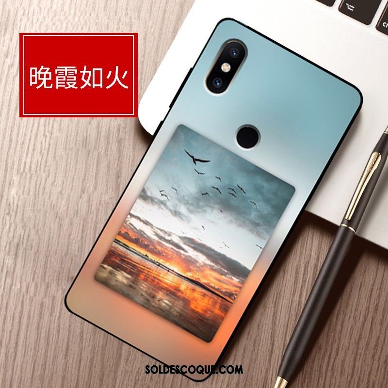 Coque Xiaomi Mi Max 3 Bleu Téléphone Portable Protection Étui Délavé En Daim Housse En Vente