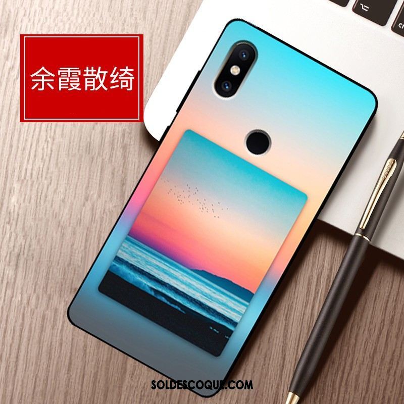 Coque Xiaomi Mi Max 3 Bleu Téléphone Portable Protection Étui Délavé En Daim Housse En Vente